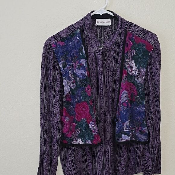 Purple Floral Blouse by Perceptions (size missing) - Picture 4 of 7